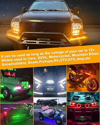 Miniatura 7 de Tira de luz LED RGB de 14 pulgadas, control por aplicación, multicolor, 14.0 in, arranque frío, blanco, dinámico, RGB ámbar, señal de giro DRL, tira