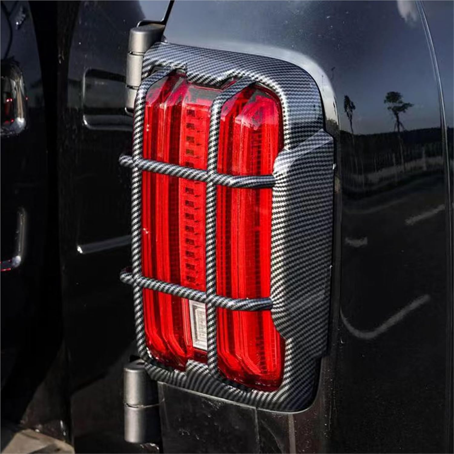 Car Front Tail Light Frame Protective Cover ABS Sticker Auto Accessories Compatible For Great Wall Tank 300 2022 2023(Rear Carbon Texture)