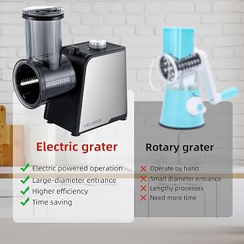 5 In 1 Electric vegetable slicer,300W Electric Cheese Grater Salad Shooter, One-Touch Easy Control, Electric Grater for Vegetables, Cheeses and NutsFor Home Kitchen