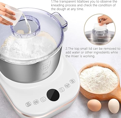 Miniatura 3 de DoughChief, máquina mezcladora de masa de 5 cuartos de galón, máquina de masa con función de fermentación, cuenco de acero inoxidable 304, control