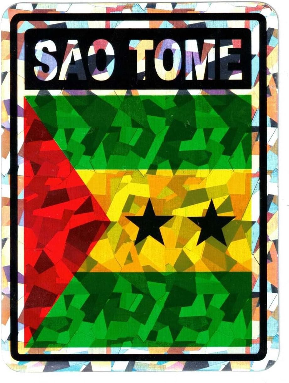 Pack of 24 Sao Tome Country Flag Reflective Decal Bumper Sticker DC-204