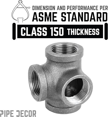 Vista 113 de PIPE DECOR - Codo de salida lateral de 1/2 pulgada, accesorios de hierro maleable negro para tuberías, pezones y accesorios estándar de 1/2 pulgada