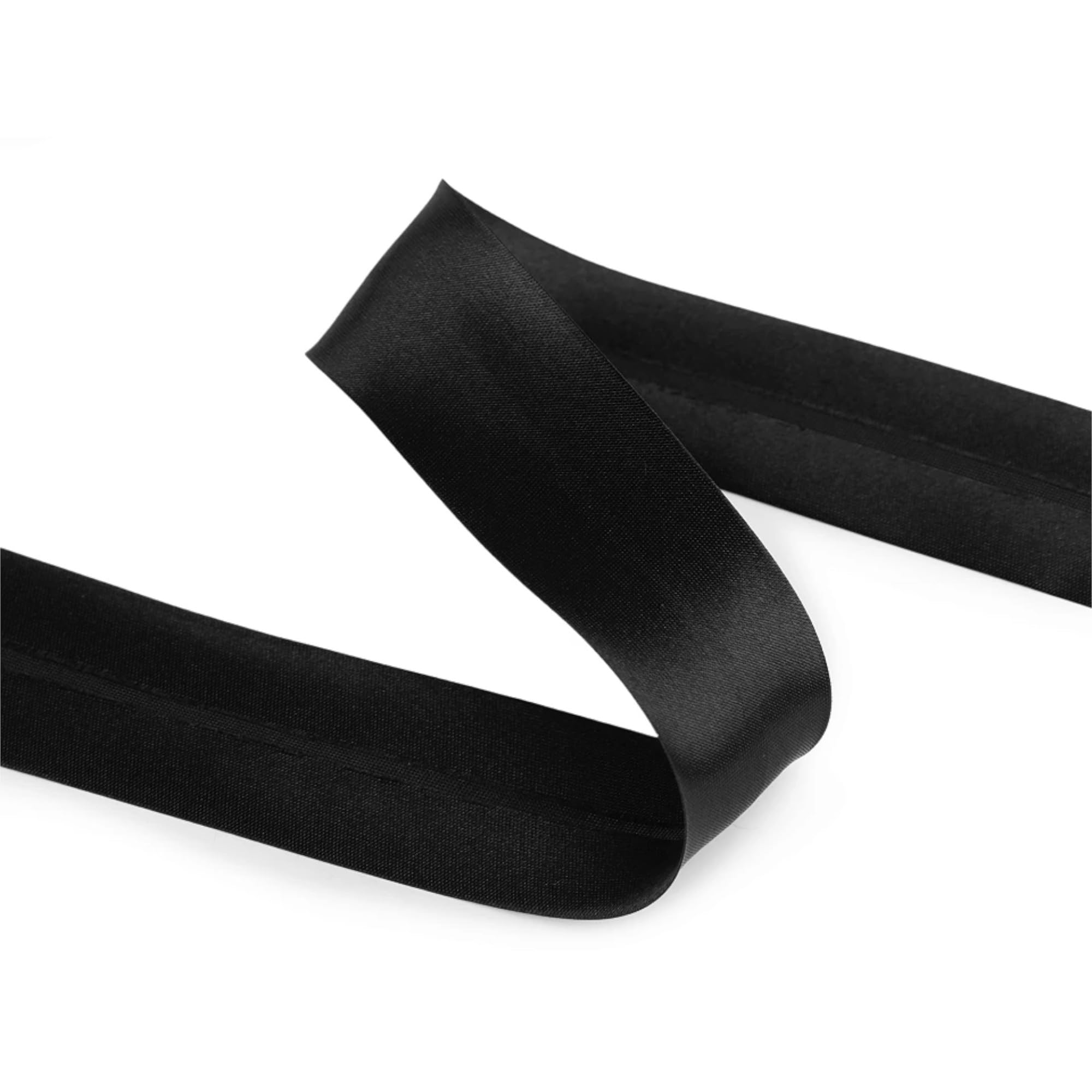 Biais simple de couture en satin noir 30mm pour décorer un panier ou un coussin de salon