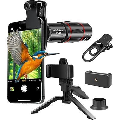 スマホ望遠レンズ 単眼鏡 望遠鏡 高倍率 スマホに簡単装着 高級BAK4プリズム クリアで鮮明な写真撮る 耐久性高い 小型 防水 片手操作 簡単装着 ライブ用携 …