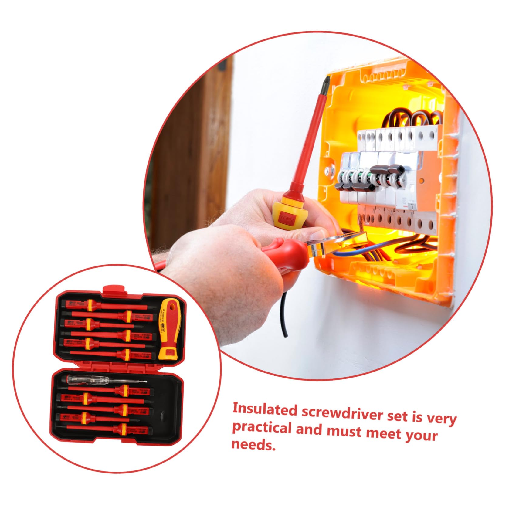 Uonlytech Set Cacciaviti Isolati 1000v 13 Pezzi per Elettricisti | Acciaio al Vanadio, Inserti Taglio Pozidriv a Stella Magnetici, Custodia Rossa Inclusa