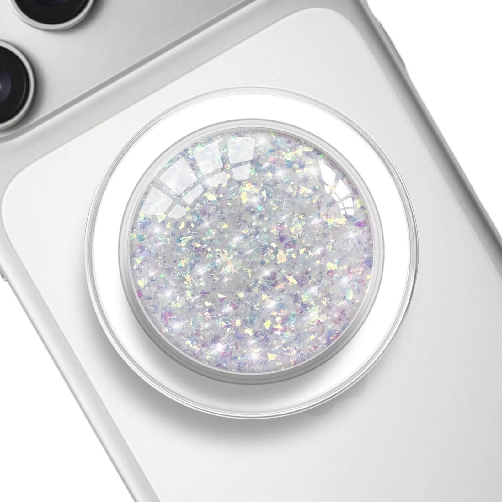 Agarre magnético transparente para teléfono compatible con Magsafe, soporte plegable para teléfonos móviles para smartphone, tablet, accesorio de teléfono celular, cristal transparente, azul, morado