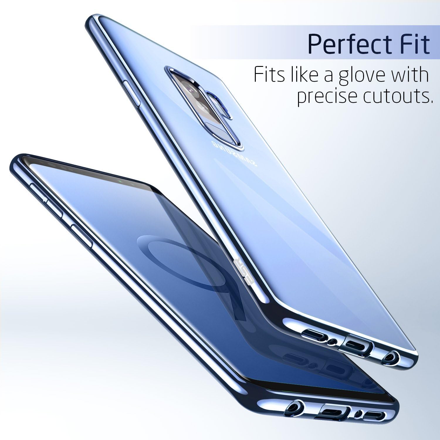 ESR Essential Twinkle Case Compatible for The Samsung Galaxy S9+ Plus Case, Slim Soft TPU Cover Case Compatible for The Samsung Galaxy S9+ Plus 6.2 inch, Blue Frame(Released in 2018)