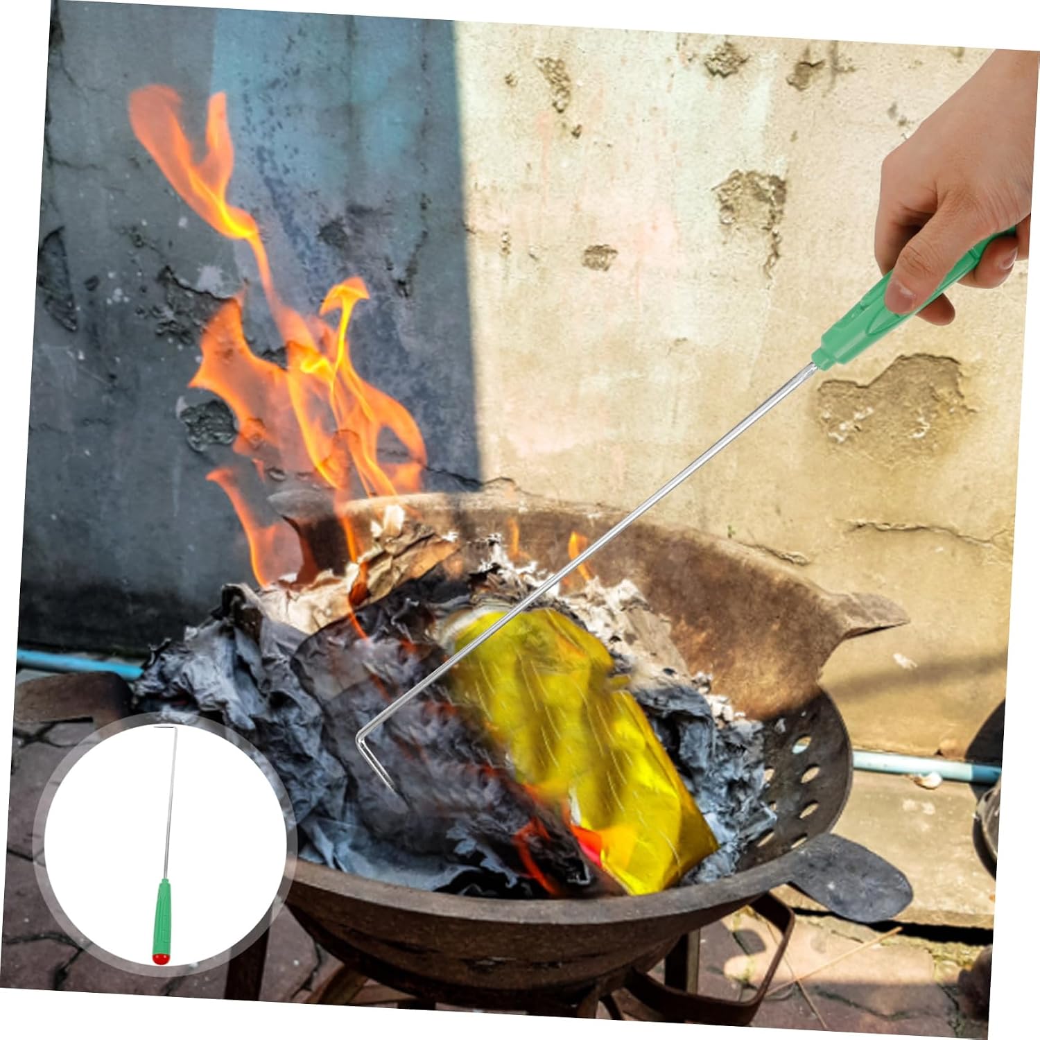 Zerodeko Fireplace Fire Poker with Long Handle, Plastic and Stainless Steel