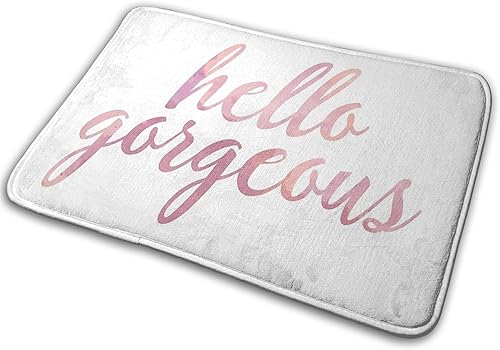Hello Gorgeous in Pink - Alfombra acolchada de acuarela para baño, ducha, baño, alfombras de baño suaves antideslizantes, cubierta lavable, alfombra