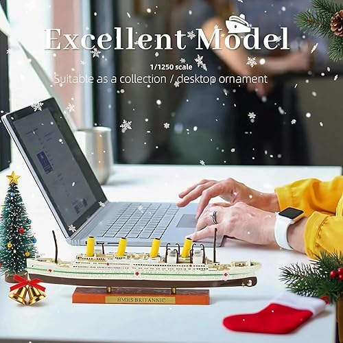 Vista 11 de 1/1250 RMS Titanic Crucero Modelo clásico de aleación de metal fundido a presión Modelo legendario crucero británico con soporte de exhibición