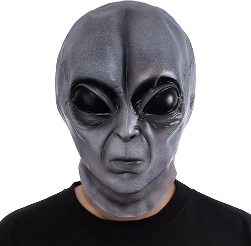 Vmonke Máscaras faciales realistas de alienígenas para encuentros extraterrestres, máscaras de broma divertidas para Halloween y cosplay
