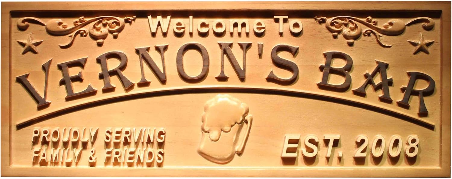 ADVPRO wpa0389 – Letrero de madera grabado en madera con nombre personalizado para el hogar, grande, 26.75 x 10.75 pulgadas