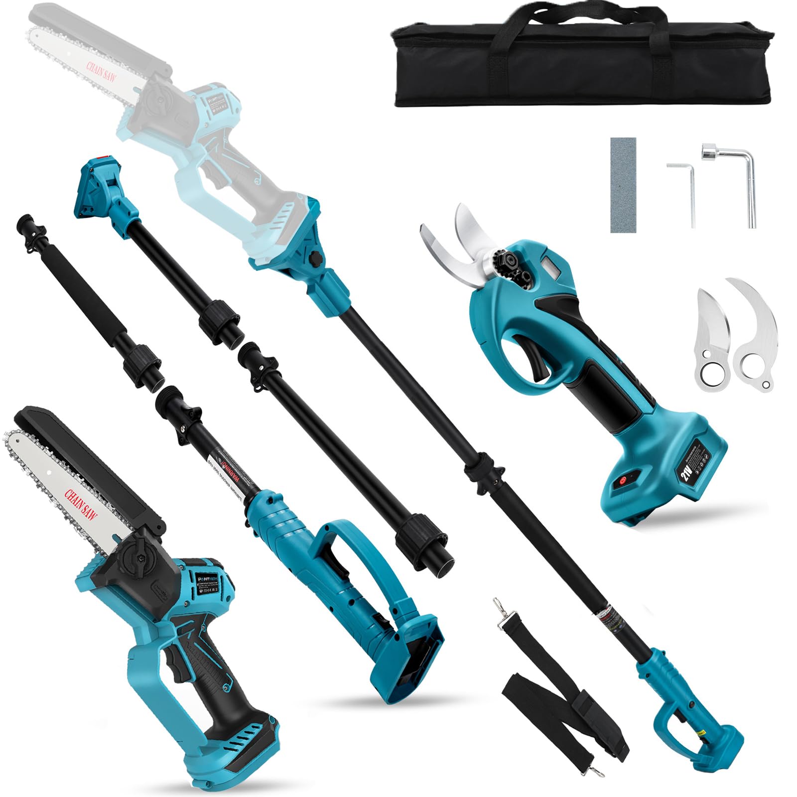 tijeras de jardín telescópica de poda motosierra compatible con Makita 18V | sin batería 4 en 1 45 mm mini sierra de 6 pulgadas sierra eléctrica tijeras de jardín, tijeras de árbol tijeras de ramas