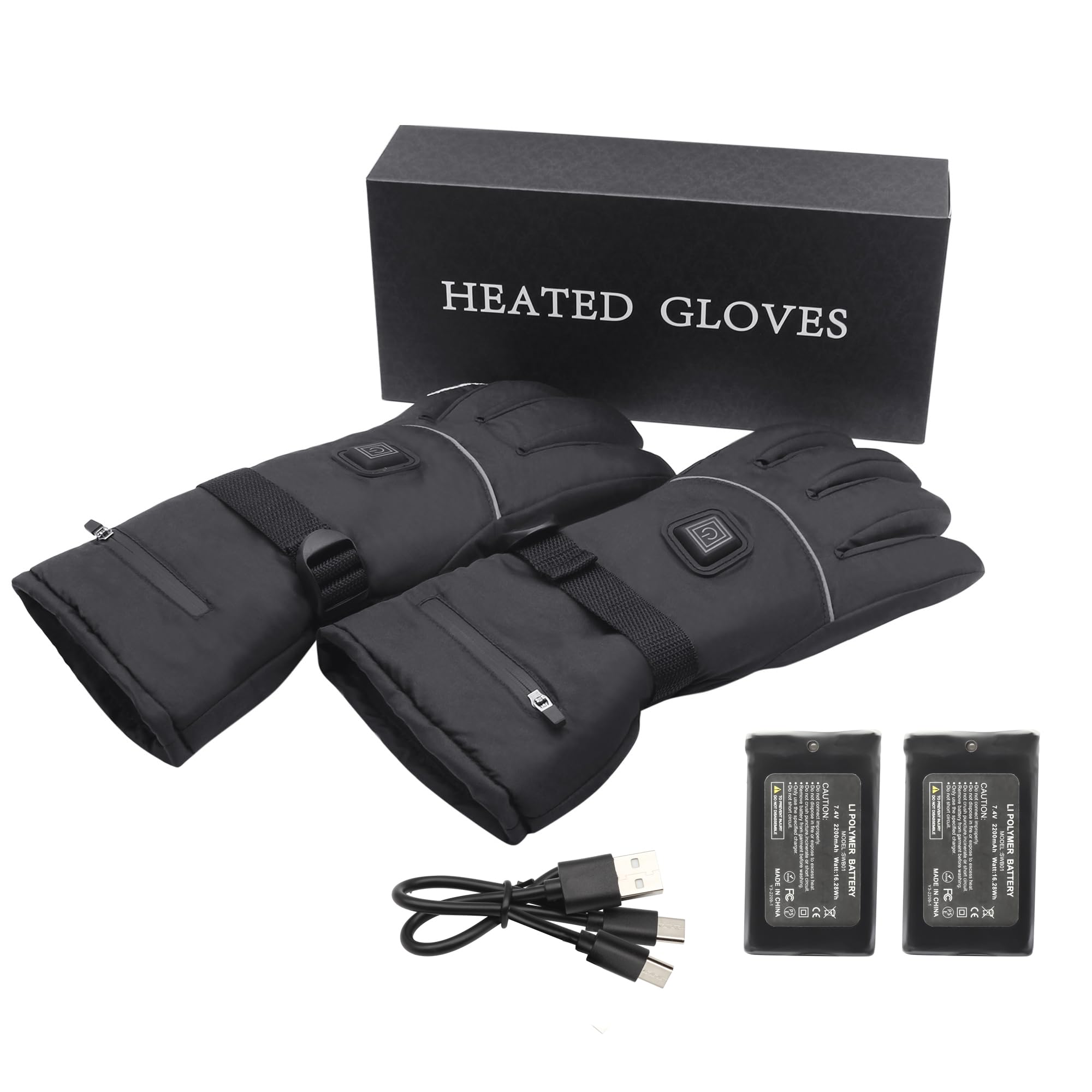 Svpro Beheizte Handschuhe Herren Damen,Wasserdicht Beheizbare Handschuhe mit Batterie,Touchscreen Elektrische Motorrad Handschuhe Winter Beheizter Handwärmer für Jagd Ski Camping