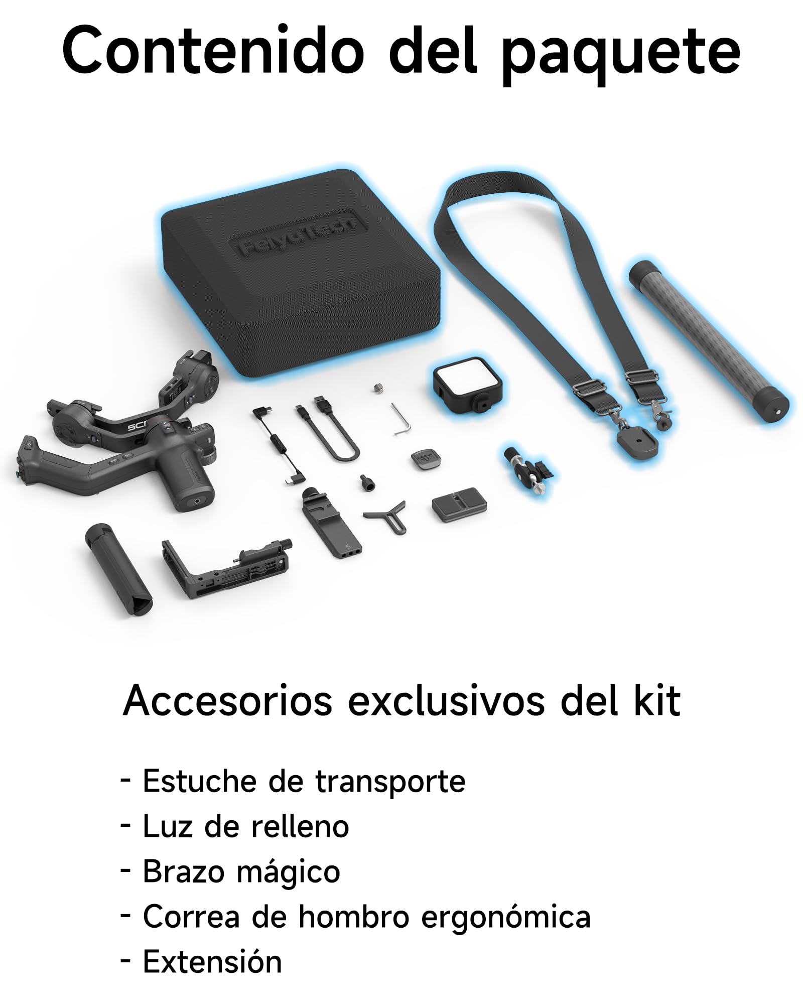 [Oficial] FeiyuTech SCORP 3 Kit Gimbal – 3,5 kg de Carga, Seguimiento AI, batería 14 h, Mango Remoto, botón de Captura Bluetooth, estabilizador Profesional con Estuche – para cámaras Sony/Canon/Nikon