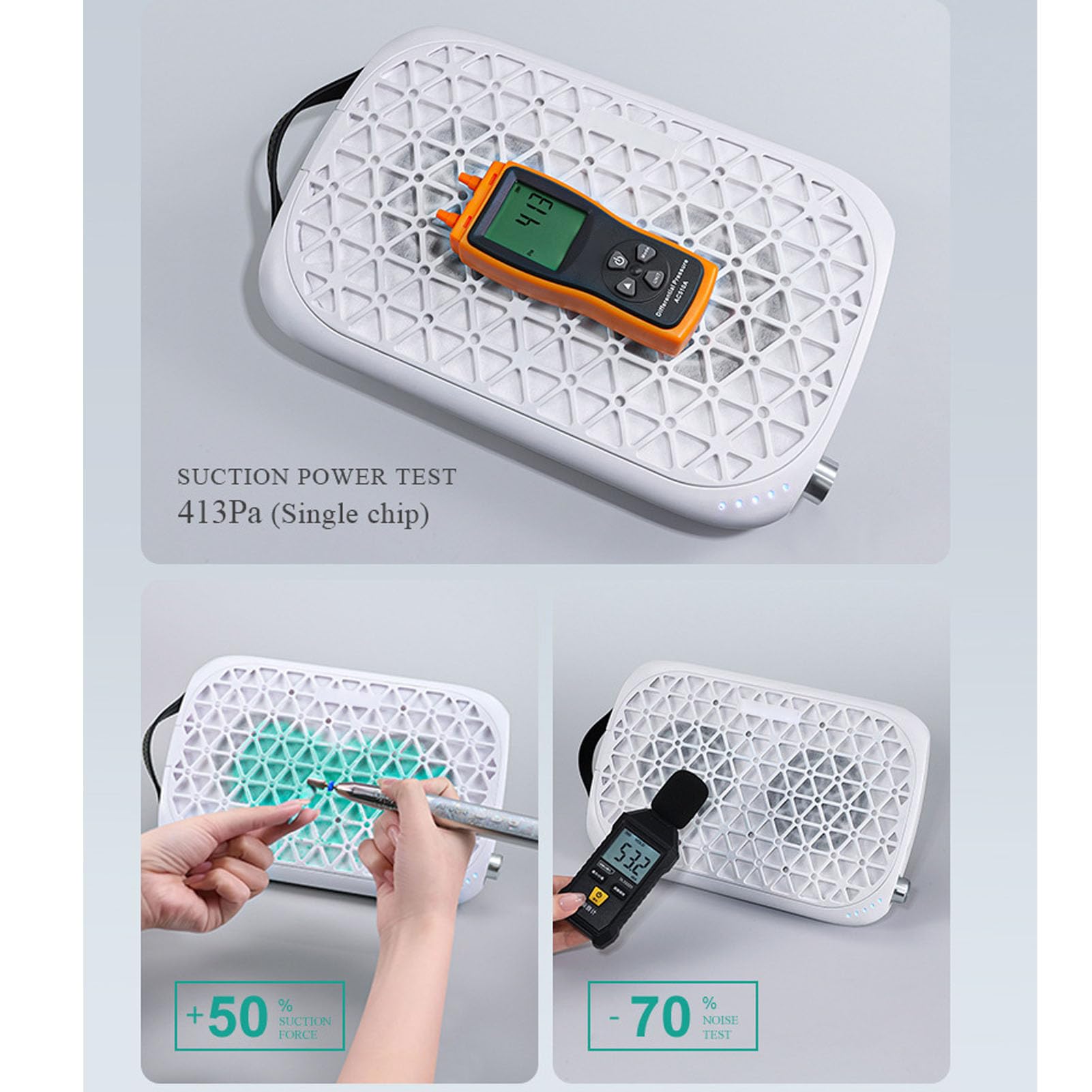 Colector de Polvo de Uñas, Aspiradora Compacta 6000 RPM con Motores sin Escobillas y Ventiladores Duales, Silenciosa y Potente para Manicura Profesional y Uso Doméstico (Enchufe