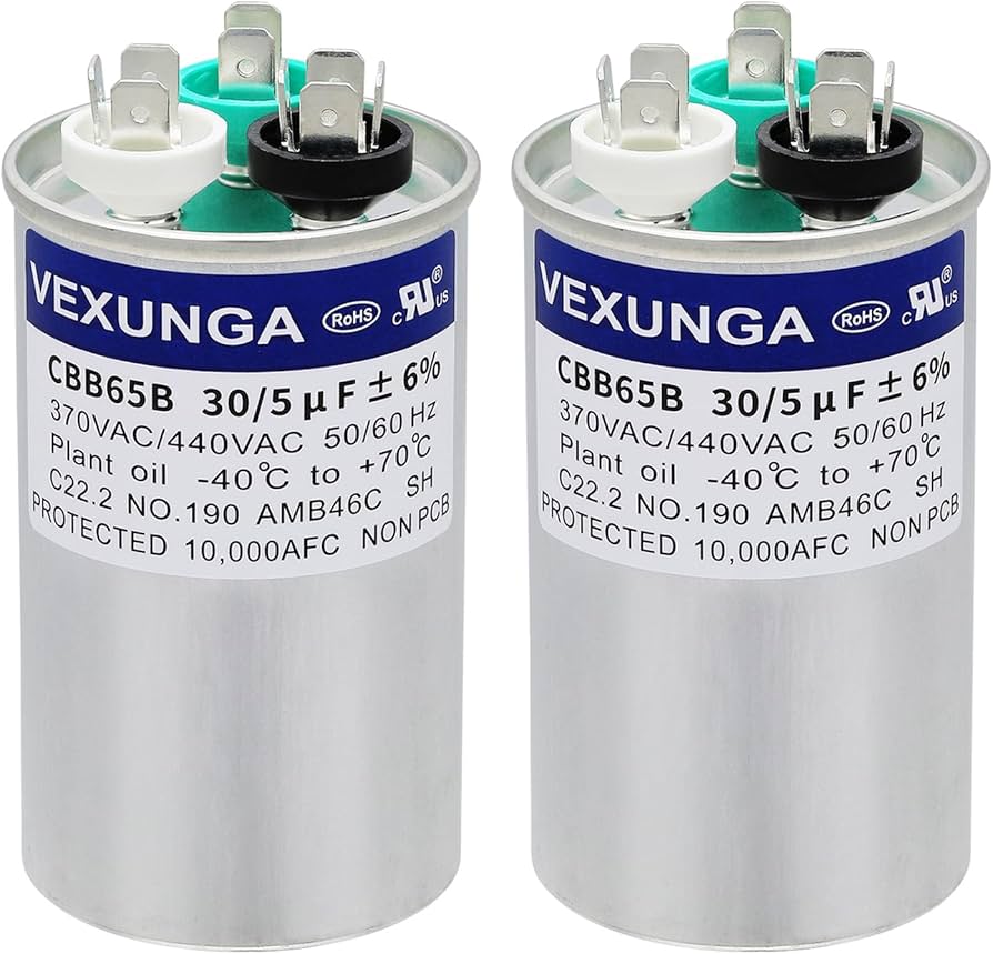 マザー+カーボン　131.5✕50.3 VEXUNGA 2PCS 30+5uF 30/5MFD 370V or 440V Dual Run Start