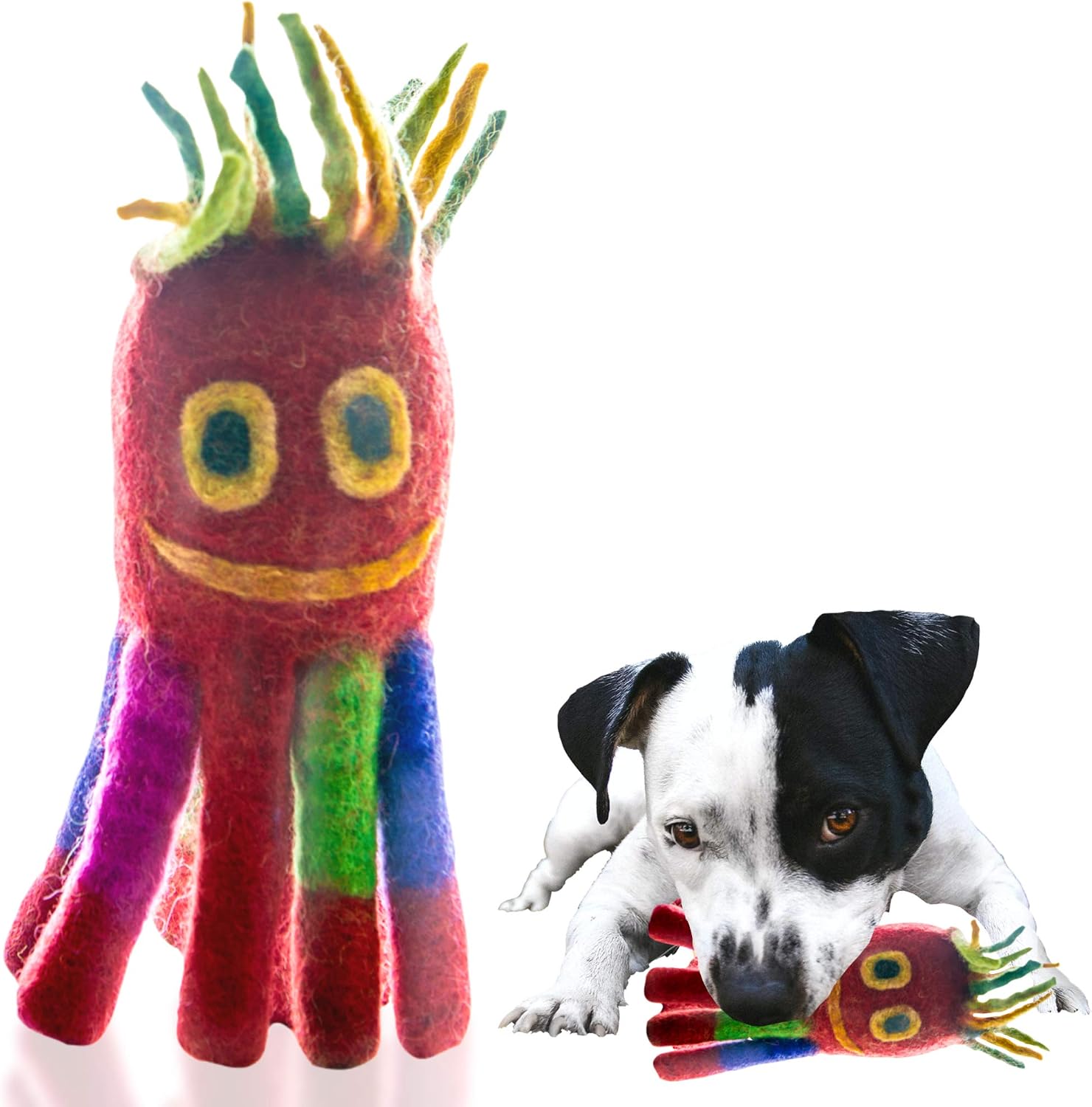 Le Sharma Eco Octopus – Handmade 100% Natural Boiled Wool Pet Toys – Eco- Friendly Dog Toys - Organic Dog Toys- Design in USA -Large…
