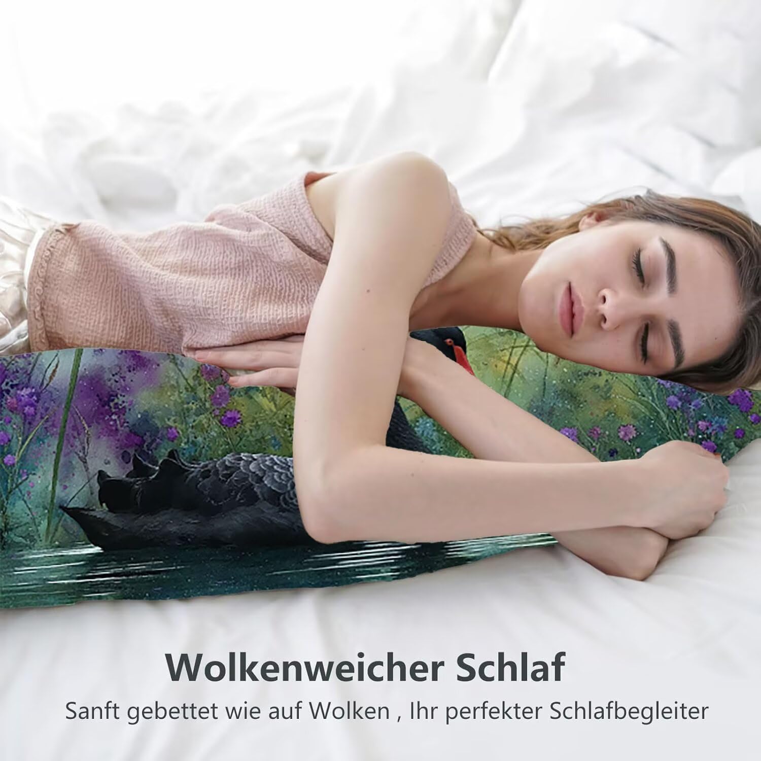 Ciąża Poduszka do ciała 60 x 180 cm, ergonomiczne wsparcie całego ciała, poszewki na poduszki do karmienia i ciąży z nadającą się do prania aksamitną poszewką, na plecy, brzuch i nogę, wystrój
