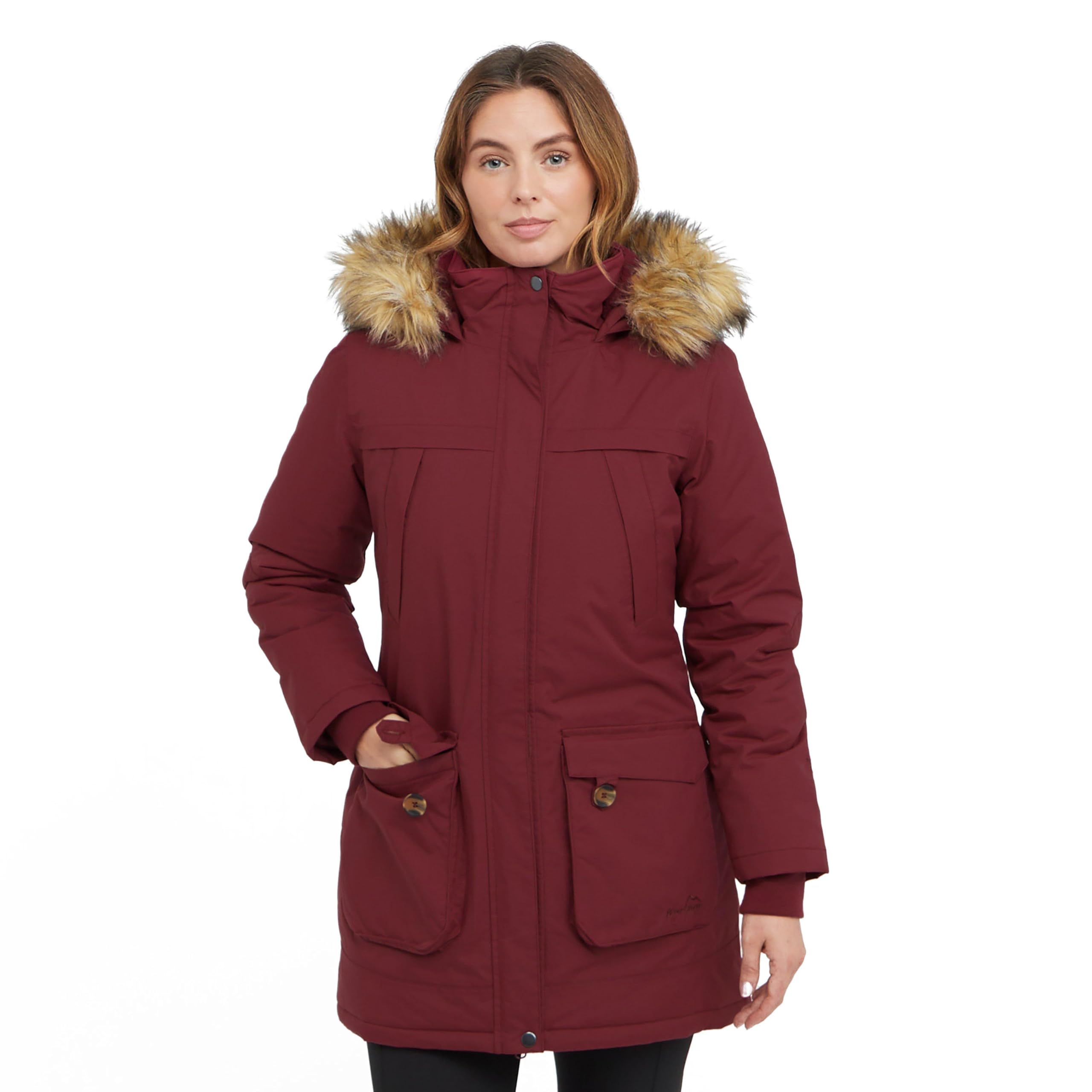 Peter Storm Women’s Paloma Waterproof Parka Jacket with Faux Fur Lined Hood & 4 Pockets, Insulated & Adjustable Winter Coat (UK, Numeric, 16, Regular, Regular, Red)