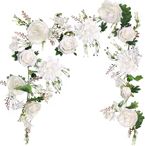 Ghirlanda primaverile di peonie da 40 cm, per porta d'ingresso, con rose artificiali, bacche blu, foglie verdi, estive, interamente fatte a mano, per decorazione di pareti e finestre di fattoria