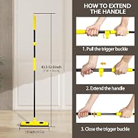 JEHONN Gumi Seprű Nyéllel 134 cm, Szilikon Seprű Ablaktörlővel Állat Szőr Eltávolításhoz Szőnyegről, Ablakról, Csempéről (Sárga) 2