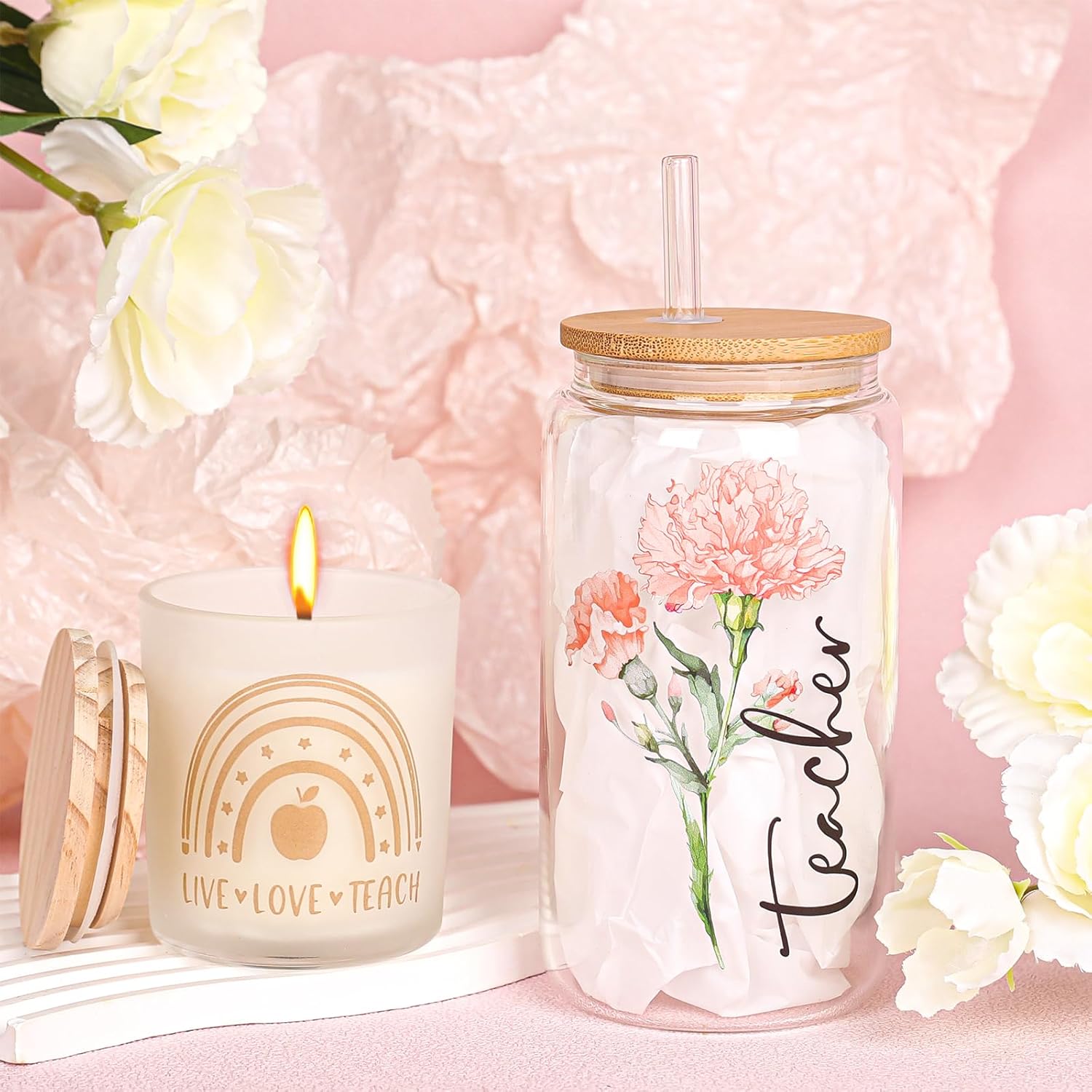 Teacher Gifts for Women,Teacher Valentine Gifts,Cool Teachers Appreciation Gift,Tote Bag Glass Cup Gift for Teachers - Image 4