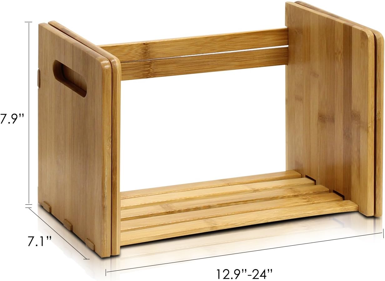 Furinno Bamboo Extension Book Rack, Natural