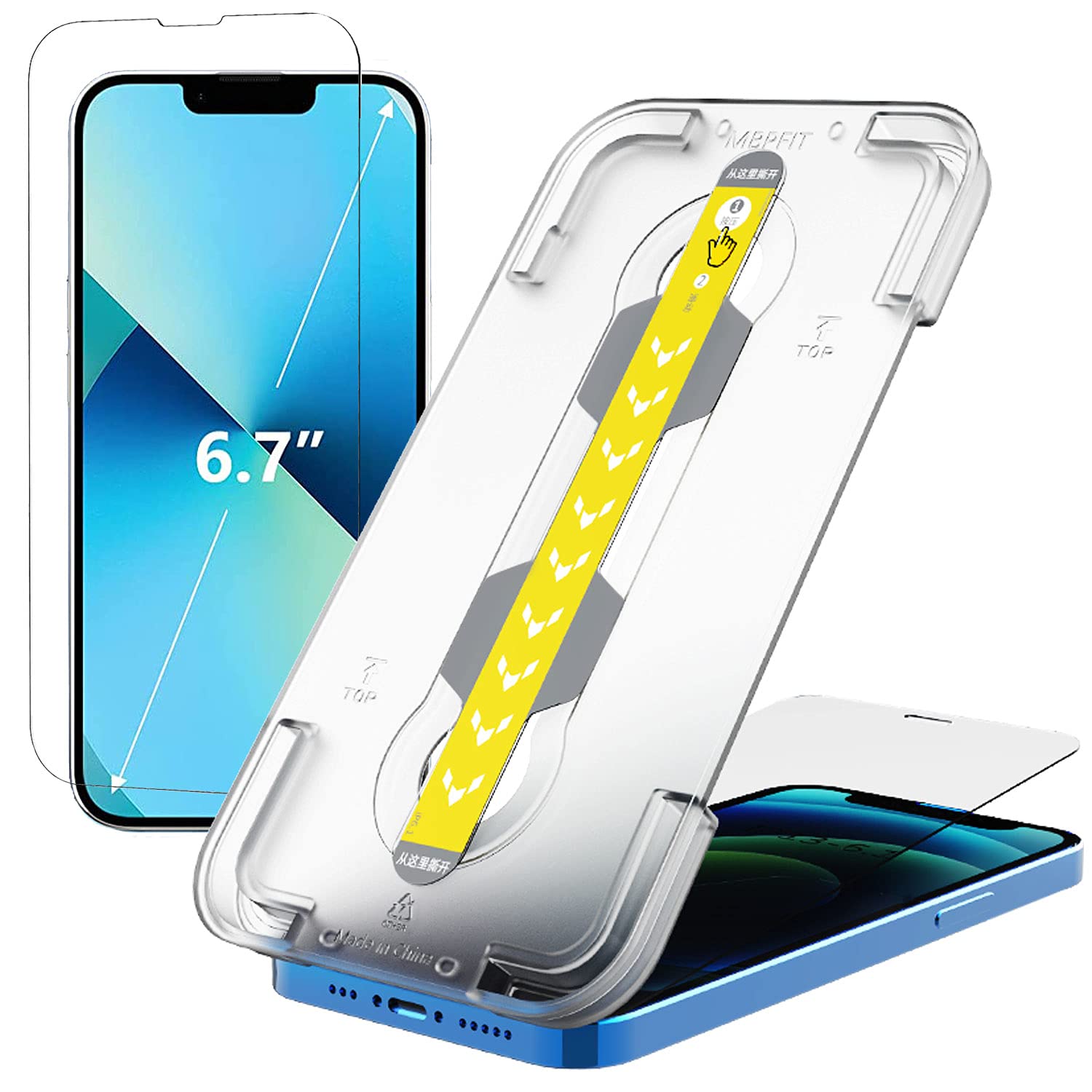 JIML Tempered Glass Screen Protector Compatible with iPhone 13 Pro Max 6.7 Inch 2021 with Easy-Installation Tool 9H Hardness Shatter and Scratch Proof 0.33mm Clear Tempered Glass Film (1 Pack Clear)