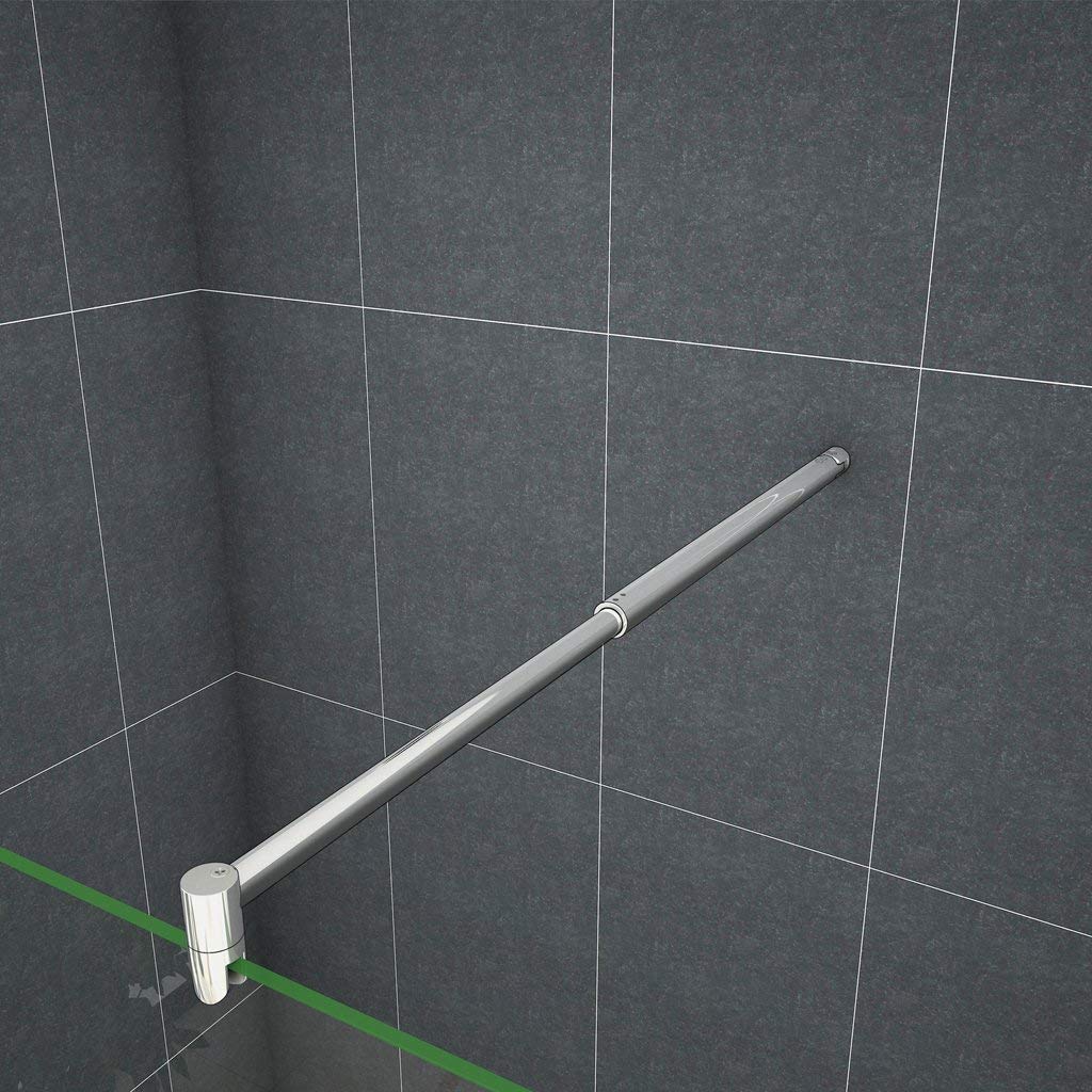 Barra Stabilizzatrice Cromo Lucido a Sezione Circolare da 70-120 cm Regolabile con Due Teste Girevoli per Box Doccia Walk in Parete Fissa Vetro Da 6-10 mm