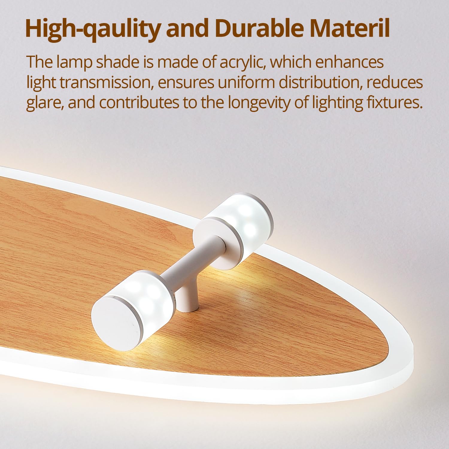 LED Deckenlampe Kinderzimmer Skateboard-Design aus Holz – Dimmbar Deckenleuchte mit Fernbedienung, 24 W, 2800lm, 3000–6500 K, Jungen Mädchen Kinderzimmerlampe