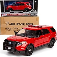 Vista 2 de Motormax All Star Toys 1/24 Departamento de Bomberos Diecast Modelo 2015 Ford Police Interceptor Utility Jefe de Bomberos, Vehículo Jefe
