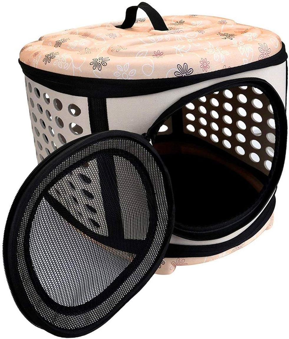 Lofik Travel Outdoor Portable Folding Pet Dog Carrier Cat Carrier Pet Travel Bag Pet Breathable Tote 17.7 x 12. x14.9 inch Champagne