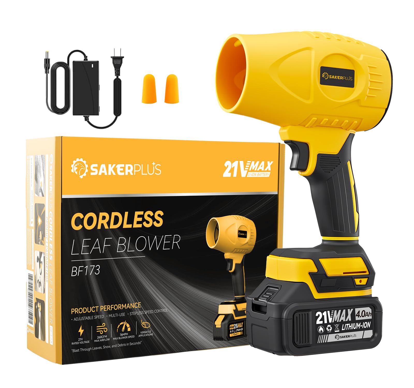 SakerPlus Cordless Leaf Blower, 180000 RPM Portable Dust Cleaner