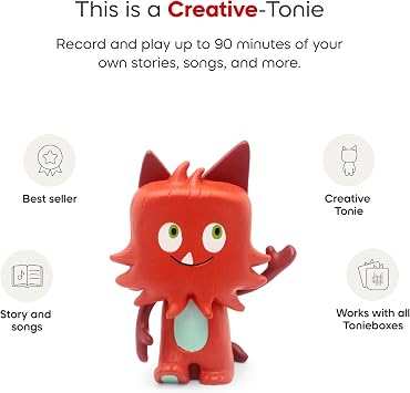 تمثال لعبة Tonies Monster Creative - قم بتسجيل وتحميل ما يصل إلى 90 دقيقة من قصصك وأغانيك الخاصة