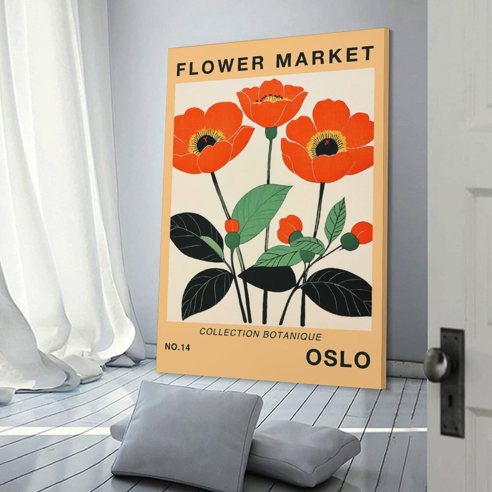 Junmoney Oslo Flower Market Poster Room Decor Wall Art 24x36inch(60x90cm), for Bedroom, Guest Room Or Reading Nook, An Easy Wall Refresh for Bedrooms