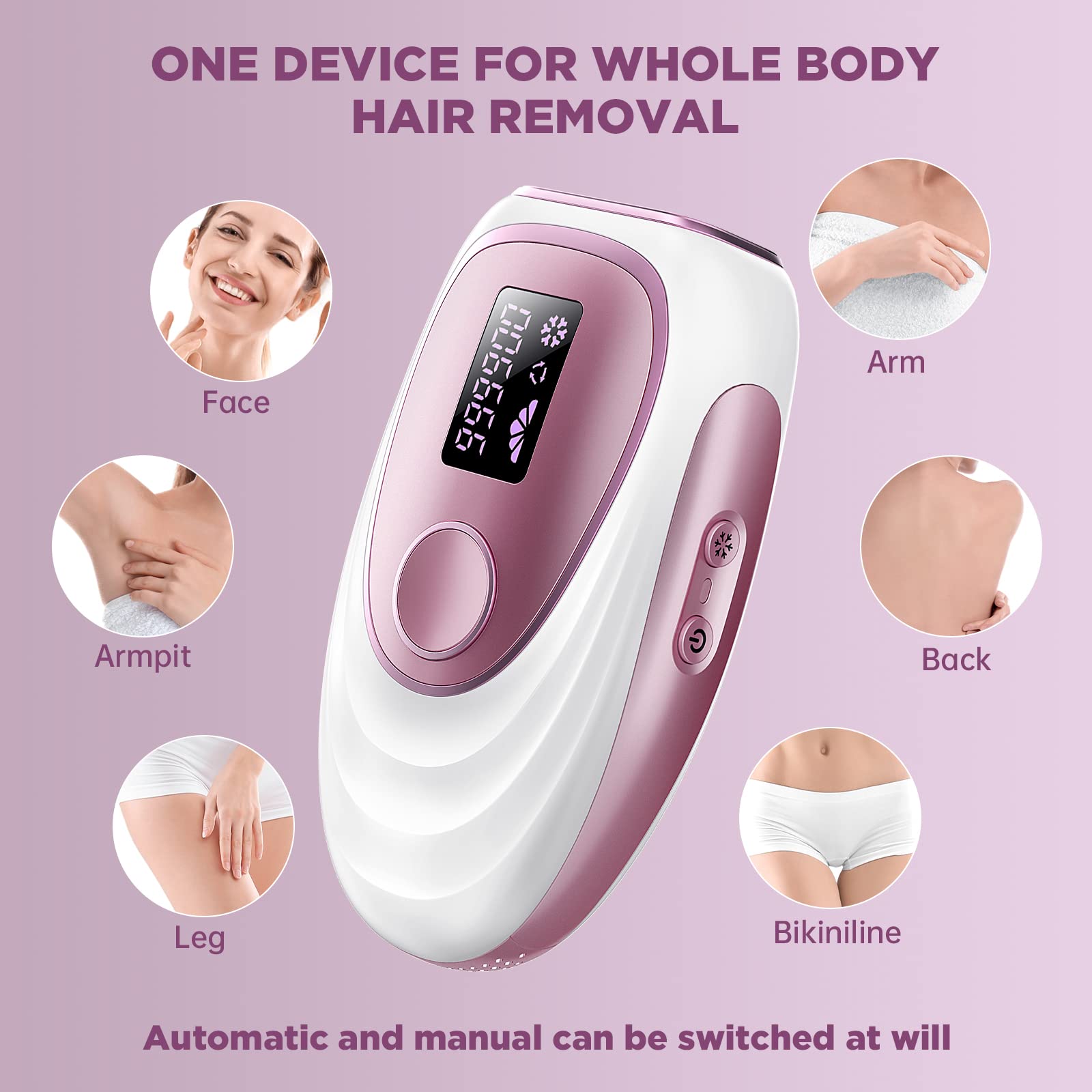 AMINZER Épilateur Lumière Pulsée de Glace, Épilateur Laser Definitive avec 999,900 Flashes, 2 Modes et 5 Niveaux D'énergie IPL Épilateur pour Femme et Homme, Visage, Corps, Bikini, Aisselles
