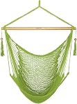 JoyView Hammock Chair with Spreader Bar Caribbean Hammock Swing Chair 300 LBS Weight Capacity XL Rope Hanging Chair for Outdoor Indoor Garden Yard - Natural White