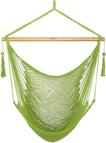 Miniatura 34 de JoyView Silla hamaca con barra esparcidora, hamaca caribeña, silla columpio de 300 libras, capacidad de peso, silla colgante de cuerda XL