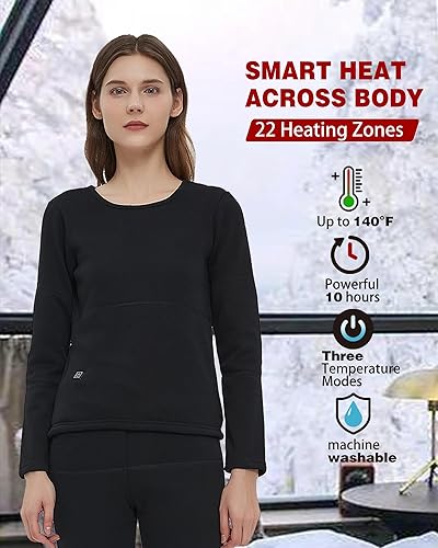 Miniatura 3 de Conjunto de ropa interior térmica eléctrica para mujer, 22 zonas de calefacción, calefacción eléctrica con USB, equipo de caza de invierno