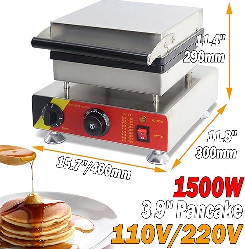 Miniatura 3 de Máquina para hacer panqueques eléctrica comercial con 4 agujeros de 3.93 pulgadas para panqueques holandeses de 3.93 pulgadas, panadería, panadería,