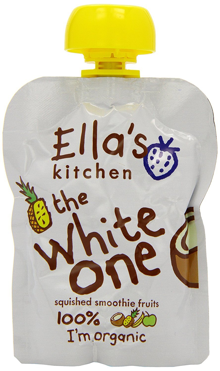 Ella's Kitchen Organic Squished Smoothie Fruits - The White One, 6+ Months Baby Food, Gluten & Dairy Free - Pack of 4 Each 90g