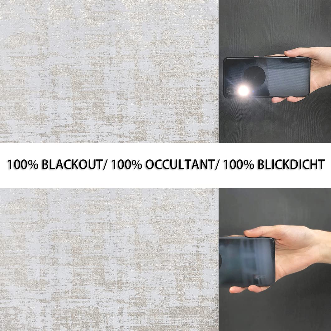 always4u 100% Rideaux Occultant en Velours Doré, Isolation Thermiques,Tissu Doux et Infroissable, Double Rideau à œillets, pour Chambre Salon Cuisine, Blanc 140x260cm Lot de 2