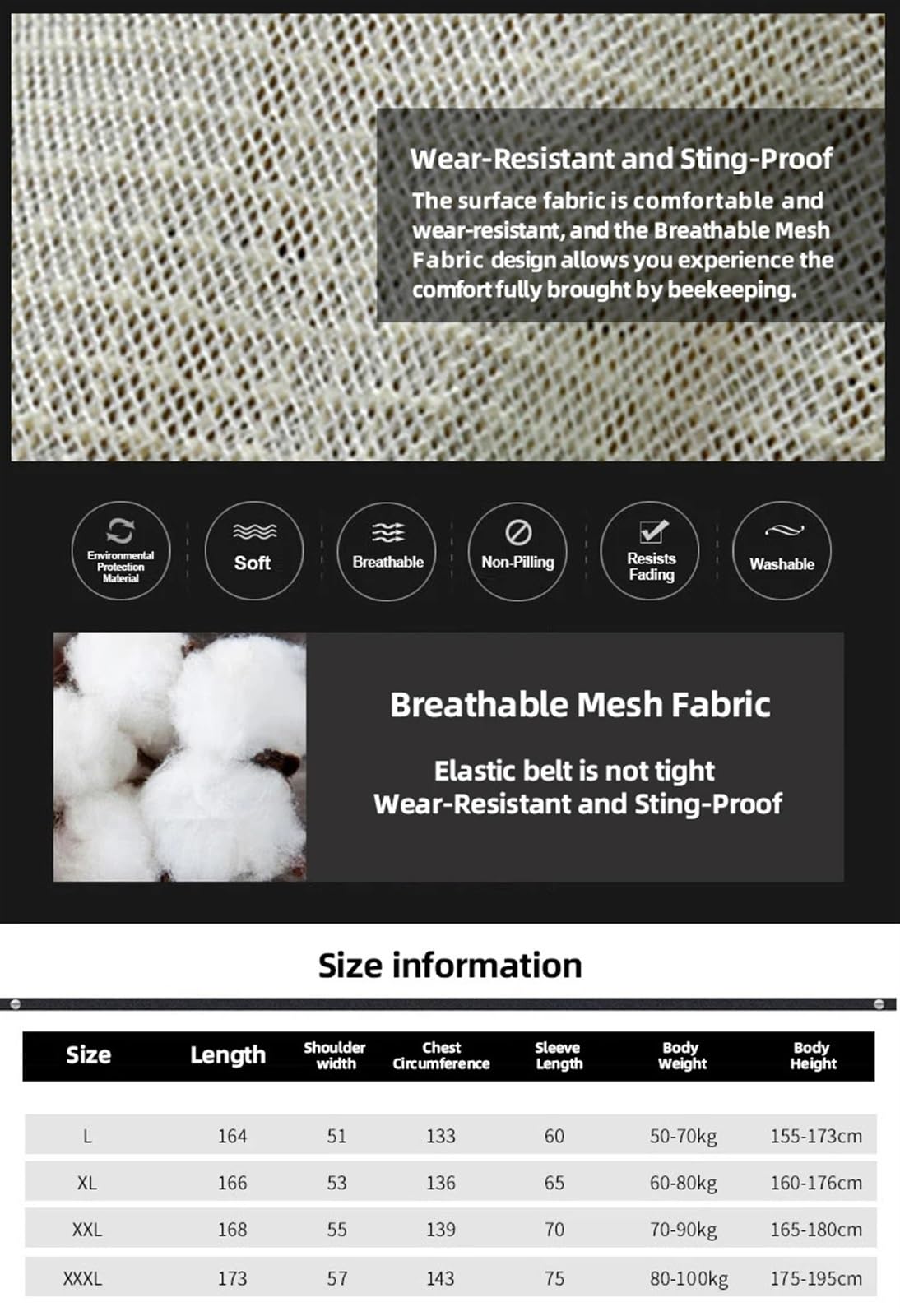 Tuta Apicoltore Tuta da apicoltore ventilata ultra traspirante a 3 strati con tuta protettiva anti-ape professionale a velo rotondo(XXXL)
