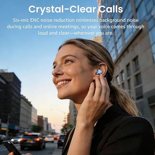 Miniatura 8 de TOZO NC9 Auriculares inalámbricos híbridos con cancelación activa de ruido, 6 micrófonos ENC llamada clara, IPX8 resistente al agua, auriculares