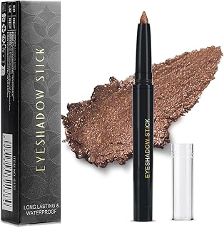 Shimmer Amber Brown Eyeshadow Stick – Creamy Waterproof Eye Crayon for Natural Glow Makeup, Long Lasting Smudge-Proof Twist-Up Pencil, Smooth Blendable Texture for Mature & Sensitive Eyes (#7)