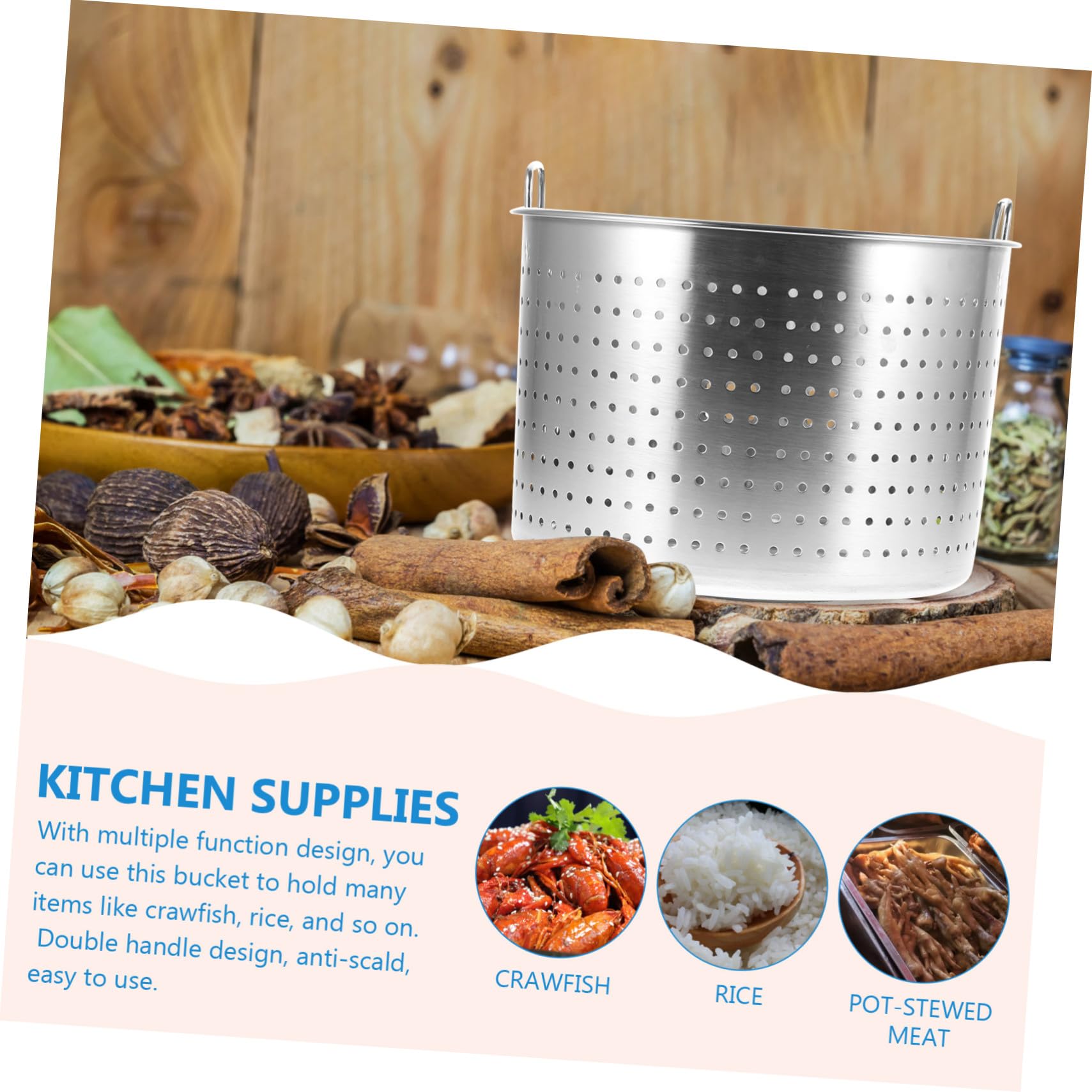 Edelstahl Filtersiebkorb mit Korrosionsschutz und Leicht zu Reinigen als Küchensieb für Fleisch und Meeresfrüchte Silber mit Elegantem Design