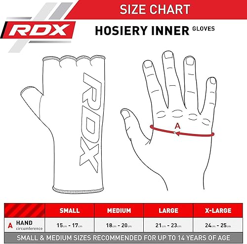 Miniatura 3 de RDX Guantes interiores de boxeo para hombres y mujeres, vendajes elásticos de medio dedo, protección de puño debajo de los mitones, Muay Thai,