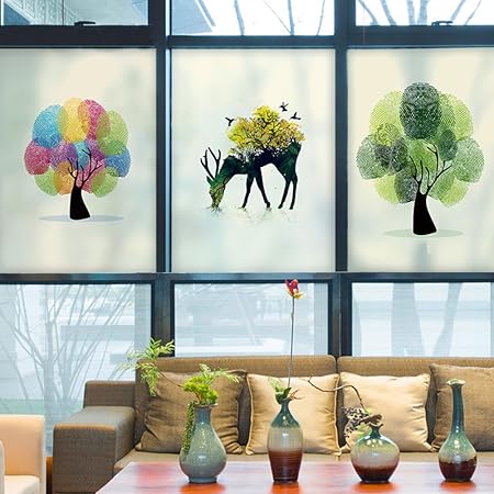 Amazon Sirin 窓ガラス フィルム 目隠し シート 無接着剤静電 はがせる 断熱 装飾フィルム 静電気 おしゃれ リフォーム 木図案 45cm 60cm A Sirin 窓用フィルム 通販