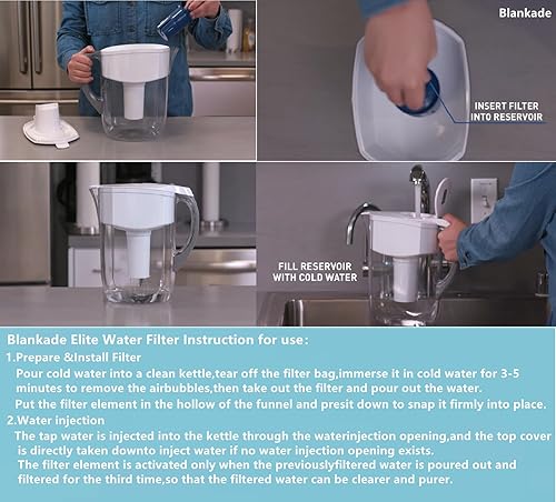 Miniatura 3 de Filtro de agua Elite (dura 6 meses), repuesto para filtro de agua y dispensadores de jarra Brita y más, eficiente de larga vida, reduce el cloro